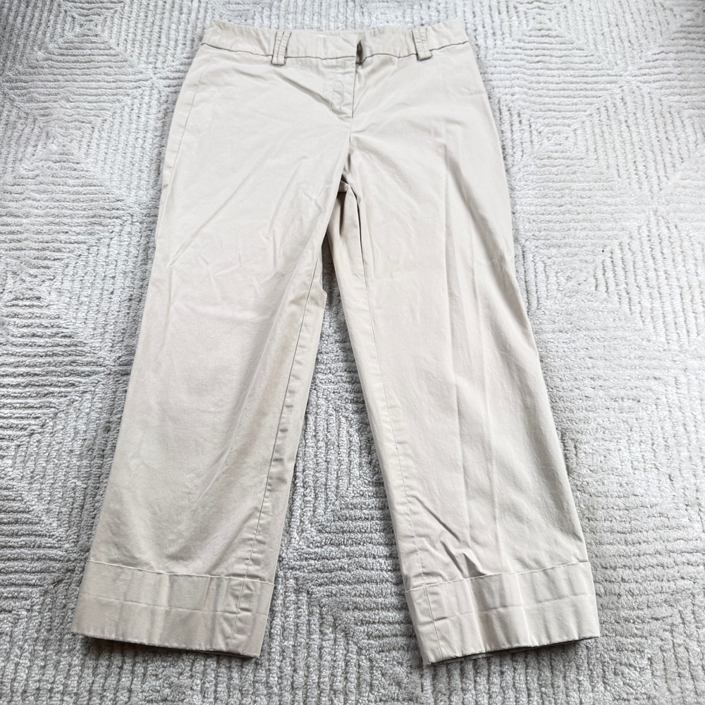 Ann Taylor LOFT Ann Cropped Pants Womens 4 Beige Khaki Cotton Stretch Trousers
